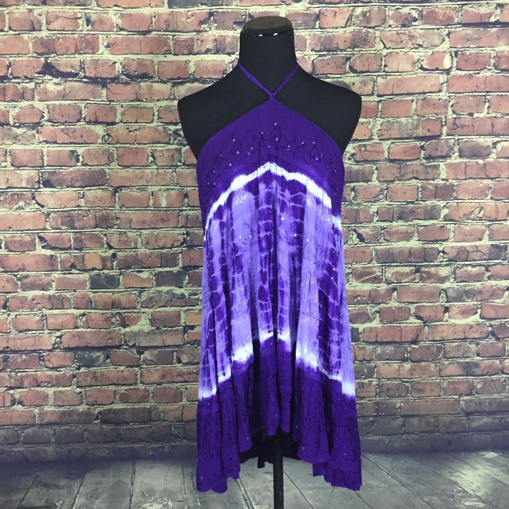 Italian Tropical Fashion Purple Beach Dress